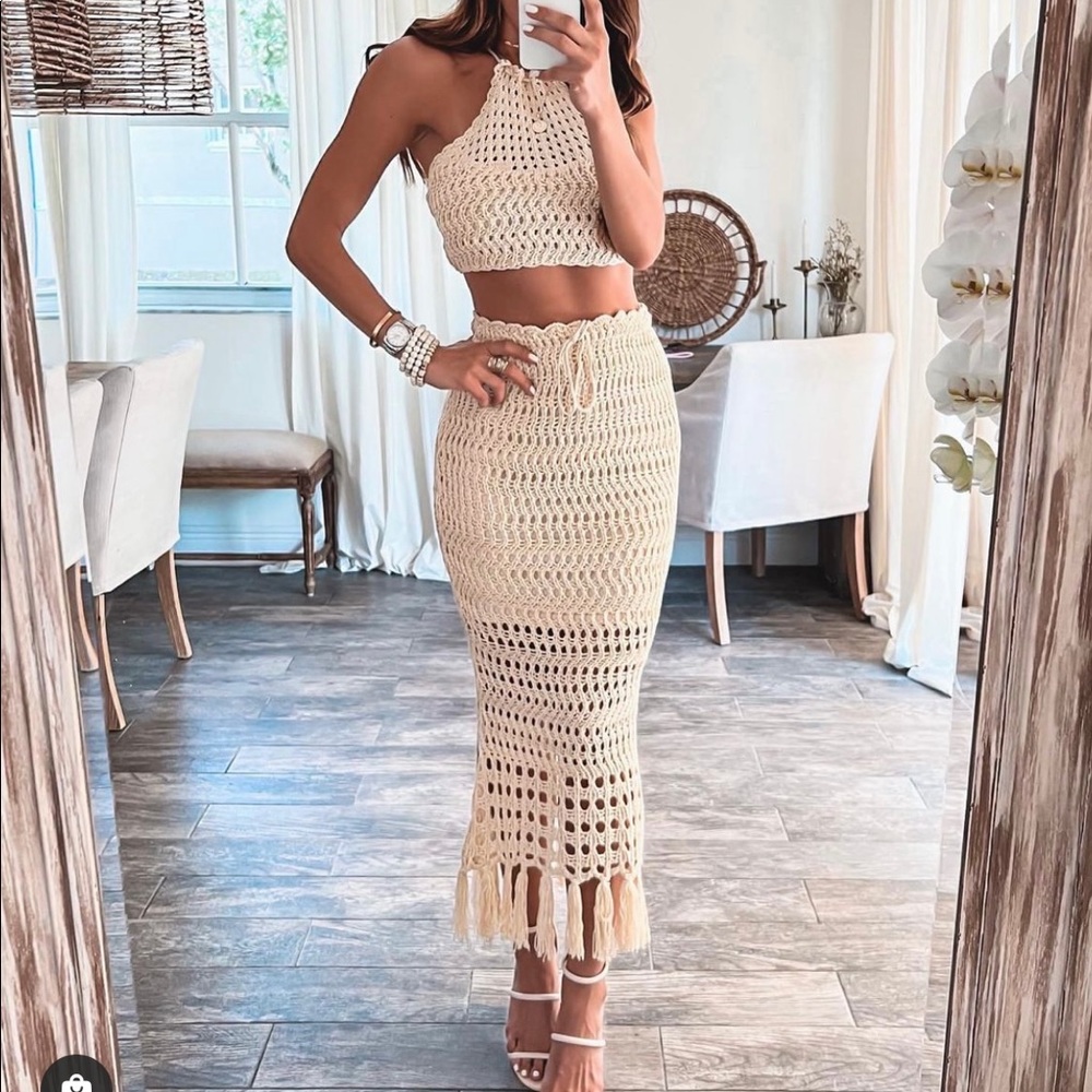 SOLD- Crochet Skirt And Crop Top SET - Picture 1 of 12